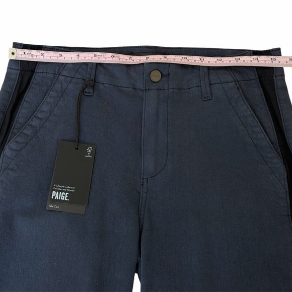 NWT PAIGE Size 28 Mayslie Navy Blue Ankle Crop Midrise Side Stripe Jogger Pants - Picture 12 of 16